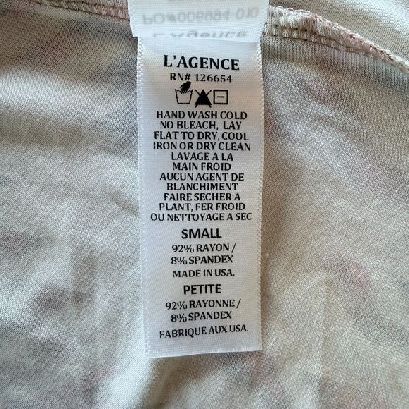 NWT L'Agence Ressi Fitted Crew Neck Short Sleeve Tee in Tan Multi Ganado Print S - Picture 12 of 14